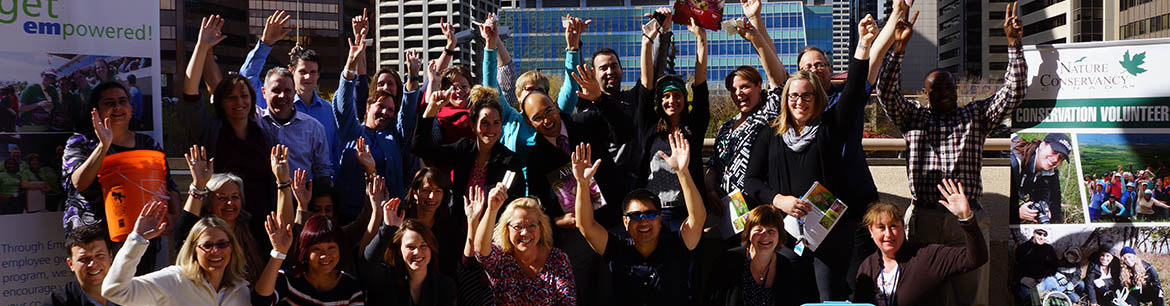 TransCanada employees celebrate after a Conservation Volunteers event held at their office in Calgary (Photo by NCC) 